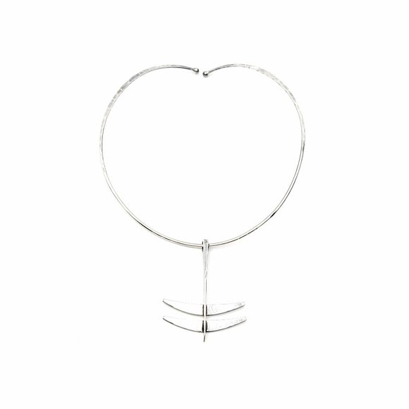 Vintage Erling Christoffersen Silver Anchor Pendant & Hammered Collar #8603